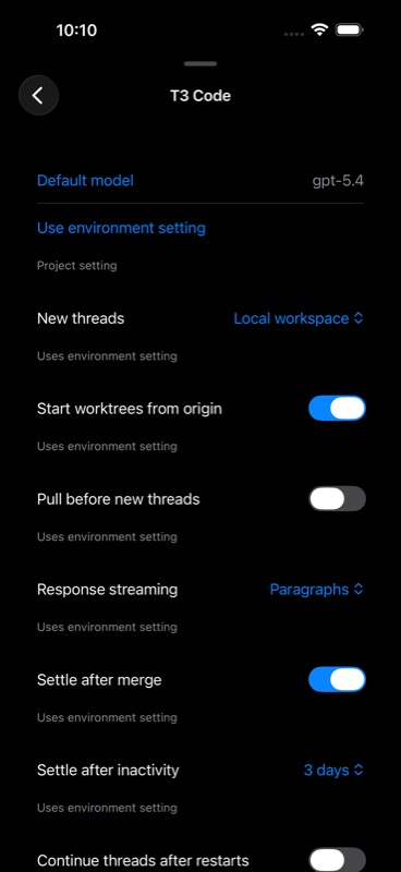 Project settings